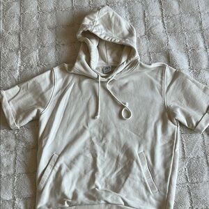 Zara Off-White Short Sleeve Hoodie